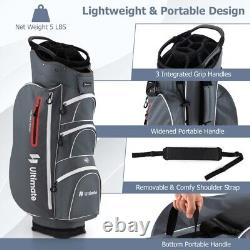 9.5 Lightweight Portable Golf Cart Bag with 15 Way Top Divider 7 Zippered Pocket