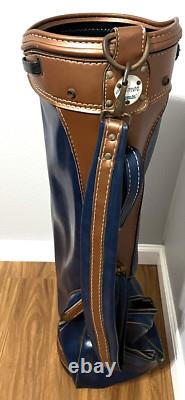 ARNOLD PALMER Vintage Two Tone Blue Brown 2 Dividers Leather Golf Club Cart Bag