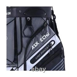 ASK ECHO T-Lock Golf Cart Bag with 14 Way Organizer Divider Top, Premium Cart