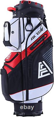 ASK ECHO T-Lock Golf Cart Bag with 14 Way Organizer Divider Top, Premium Cart Ba