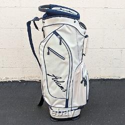 Adams Idea Golf Cart Bag Almond Navy 14-Way Dividers with Rain Cover