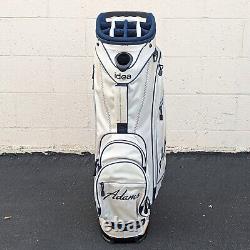 Adams Idea Golf Cart Bag Almond Navy 14-Way Dividers with Rain Cover