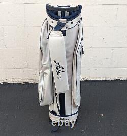 Adams Idea Golf Cart Bag Almond Navy 14-Way Dividers with Rain Cover