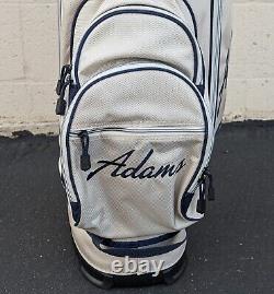 Adams Idea Golf Cart Bag Almond Navy 14-Way Dividers with Rain Cover