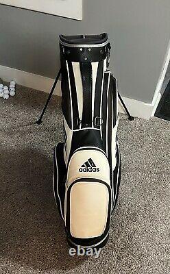 Adidas Pro Cart Stand Golf Bag Leather 6 Way Divider Black & White Lightweight