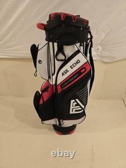 Ask Echo T-Lock 2.0 14-Way Cart Golf Bag Red/Black/White with rain cover