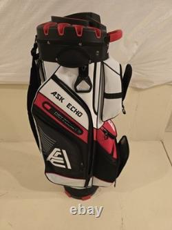 Ask Echo T-Lock 2.0 14-Way Cart Golf Bag Red/Black/White with rain cover