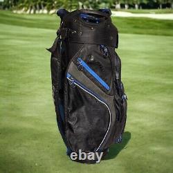 BAG BOY 14-Way Divider Golf Cart Bag with Cover Black & Blue with Rain Hood