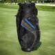 Bag Boy 14-way Divider Golf Cart Bag With Cover Black & Blue With Rain Hood