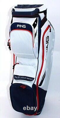 BRAND NEW WITH TAGS Ping Traverse Cart Bag Platinum/Navy/Red/White 14-Way-Top