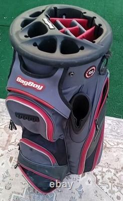 Bag Boy 2023 Revolver XP Golf Cart Bag-Charcoal/Black/Red, 14 Way Rotating Top