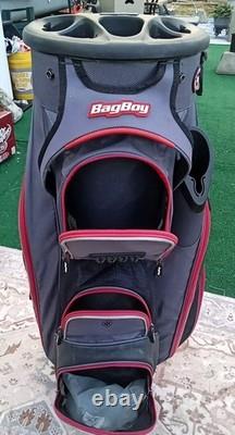 Bag Boy 2023 Revolver XP Golf Cart Bag-Charcoal/Black/Red, 14 Way Rotating Top