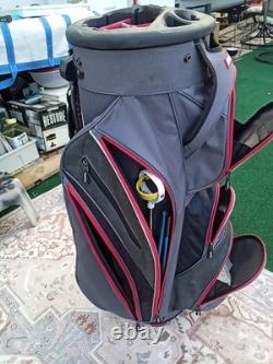 Bag Boy 2023 Revolver XP Golf Cart Bag-Charcoal/Black/Red, 14 Way Rotating Top