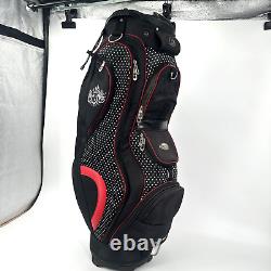 Bennington Golf Cart Bag Women's 15 Way with Rain Cover Black White Polka Dot Red