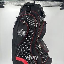 Bennington Golf Cart Bag Women's 15 Way with Rain Cover Black White Polka Dot Red