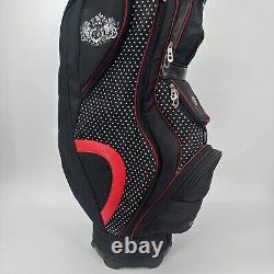 Bennington Golf Cart Bag Women's 15 Way with Rain Cover Black White Polka Dot Red
