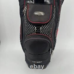 Bennington Golf Cart Bag Women's 15 Way with Rain Cover Black White Polka Dot Red