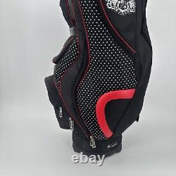 Bennington Golf Cart Bag Women's 15 Way with Rain Cover Black White Polka Dot Red