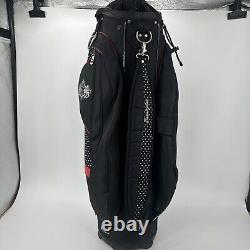 Bennington Golf Cart Bag Women's 15 Way with Rain Cover Black White Polka Dot Red