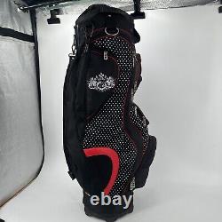 Bennington Golf Cart Bag Women's 15 Way with Rain Cover Black White Polka Dot Red