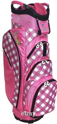 Birdie Babe Checkered Past Pink Womens 14-way Ladies Cart Golf Bag w Cooler
