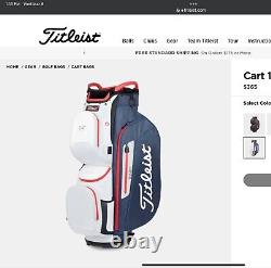 Blue and white titleist cart 15 golf bag