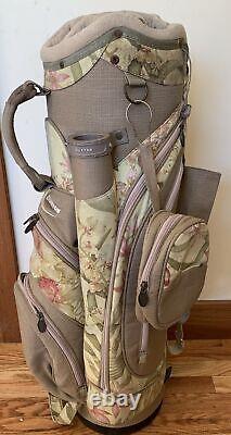 Burton Cart Golf Bag 14 Way Dividers 7 Pockets Floral Brown Shoulder Strap