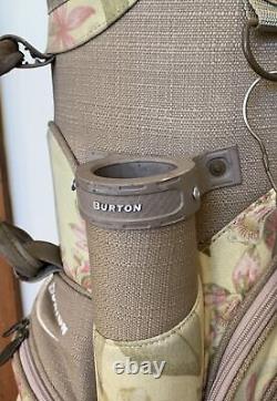 Burton Cart Golf Bag 14 Way Dividers 7 Pockets Floral Brown Shoulder Strap