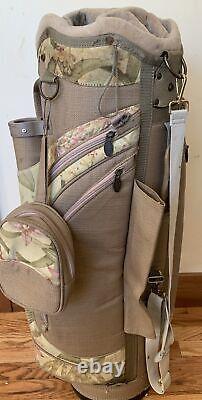 Burton Cart Golf Bag 14 Way Dividers 7 Pockets Floral Brown Shoulder Strap