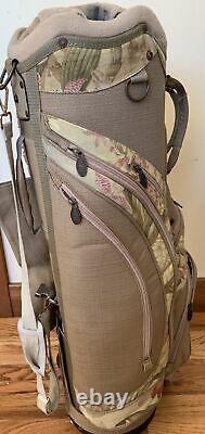 Burton Cart Golf Bag 14 Way Dividers 7 Pockets Floral Brown Shoulder Strap