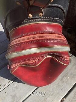 Burton Golf Cart Bag Vintage 6-Way Divider Black/Red Leather Trim Made In USA