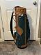 Burton Vintage Golf Cart Bag 3-way Divider Green & Tan With Leather Trim