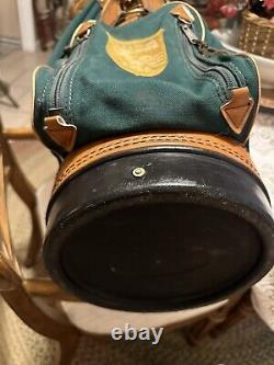 Burton Vintage Golf Cart Bag 3-Way Divider Green & Tan with Leather Trim