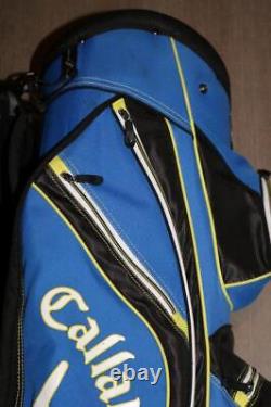 CALLAWAY GOLF 14 WAY CART GOLF BAG BRIGHT BLUE LIME BLACK With RAIN COVER NICE