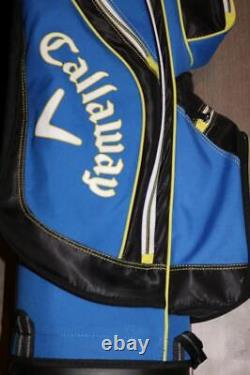 CALLAWAY GOLF 14 WAY CART GOLF BAG BRIGHT BLUE LIME BLACK With RAIN COVER NICE