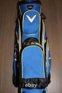 CALLAWAY GOLF 14 WAY CART GOLF BAG BRIGHT BLUE LIME BLACK With RAIN COVER NICE