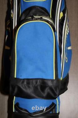 CALLAWAY GOLF 14 WAY CART GOLF BAG BRIGHT BLUE LIME BLACK With RAIN COVER NICE