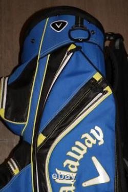 CALLAWAY GOLF 14 WAY CART GOLF BAG BRIGHT BLUE LIME BLACK With RAIN COVER NICE