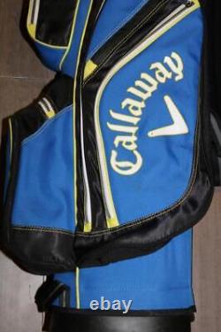 CALLAWAY GOLF 14 WAY CART GOLF BAG BRIGHT BLUE LIME BLACK With RAIN COVER NICE