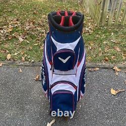 CALLAWAY Golf Cart Bag Red White Blue 14 Slot Dividers Cooler Rain Cover