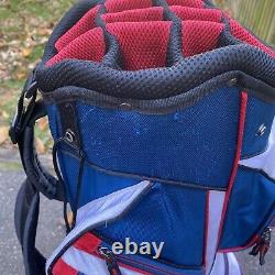 CALLAWAY Golf Cart Bag Red White Blue 14 Slot Dividers Cooler Rain Cover
