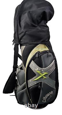 CALLAWAY Hyper X Series 10-Way Golf Club Cart Bag Black Silver Green, Rain Cover