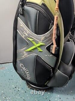 CALLAWAY Hyper X Series 10-Way Golf Club Cart Bag Black Silver Green, Rain Cover