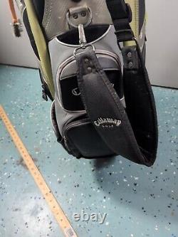 CALLAWAY Hyper X Series 10-Way Golf Club Cart Bag Black Silver Green, Rain Cover