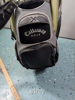 CALLAWAY Hyper X Series 10-Way Golf Club Cart Bag Black Silver Green, Rain Cover