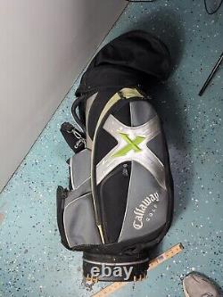 CALLAWAY Hyper X Series 10-Way Golf Club Cart Bag Black Silver Green, Rain Cover