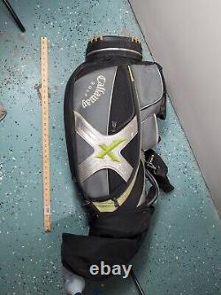 CALLAWAY Hyper X Series 10-Way Golf Club Cart Bag Black Silver Green, Rain Cover