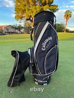 Callaway Big Bertha Cart Golf Bag 5 Way 6 Pockets Blue Black Gray + Rain Hood