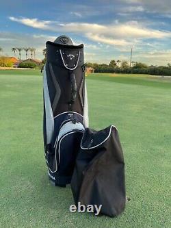Callaway Big Bertha Cart Golf Bag 5 Way 6 Pockets Blue Black Gray + Rain Hood