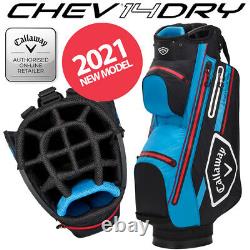 Callaway CHEV 14 DRY Waterproof Golf Cart Bag Black/Cyan/Red NEW! 2021